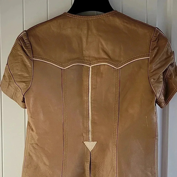 Vintage Taylor International Leather Button Up Lined Vest Top Size 10 - Picture 5 of 11